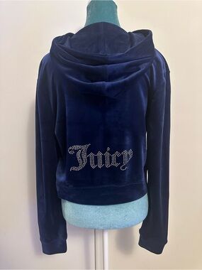 Juicy Couture Navy Velour Rhinestone 'Juicy'  Hoodie & Pants Set